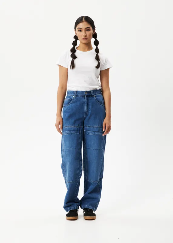 AFENDS Womens Moss - Hemp Denim Workwear Jean - Authentic Blue sold by Afends