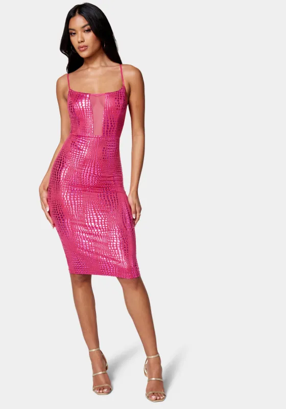 Vegan Leather Caged Mini Dress sold by Bebe