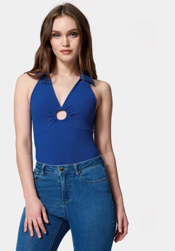 Cold Shoulder Ring Detail Knit Top sold by Bebe