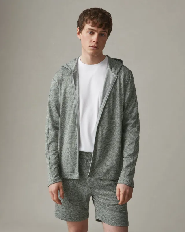 Aerial Lightweight Full Zip - Agave Green Heather sold by American Giant