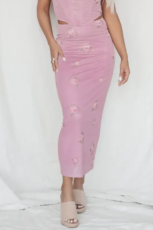 Keep My Promises Purple Floral Maxi Skirt sold by Amazing Lace