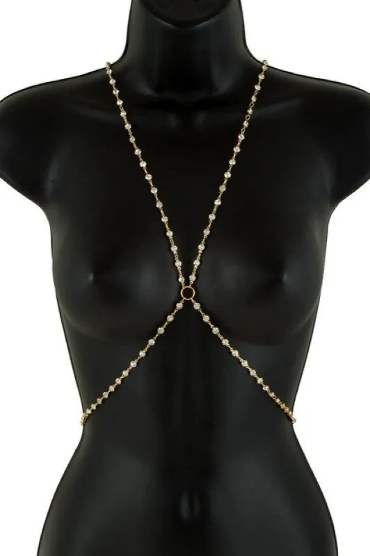 Shannon Crystal X Body Chain sold by Chic Couture