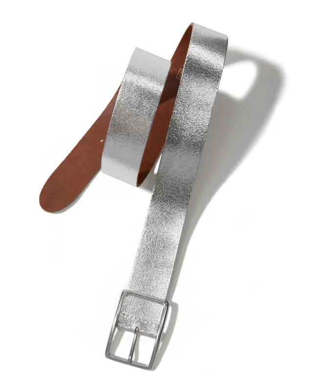 Modern Classic Leather Belt Silver sold by Boston Proper