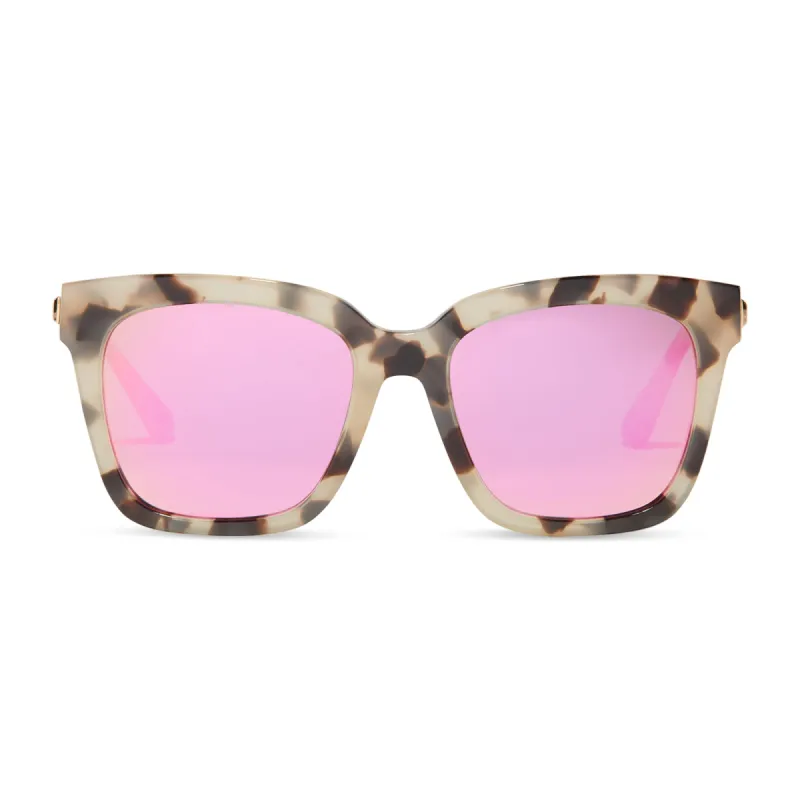 BELLA - CREAM TORTOISE + PINK MIRROR SUNGLASSES sold by Diff Eyewear