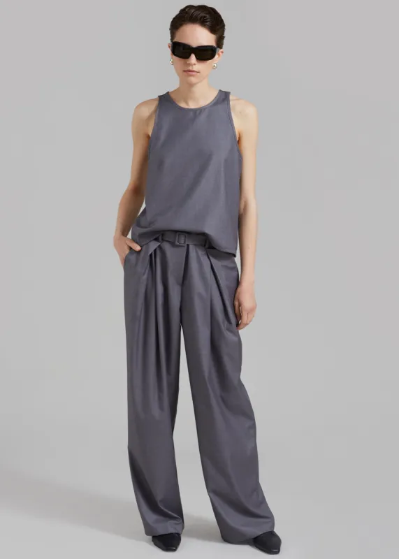 Clay Belted Pants - Grey sold by Frankie Shop
