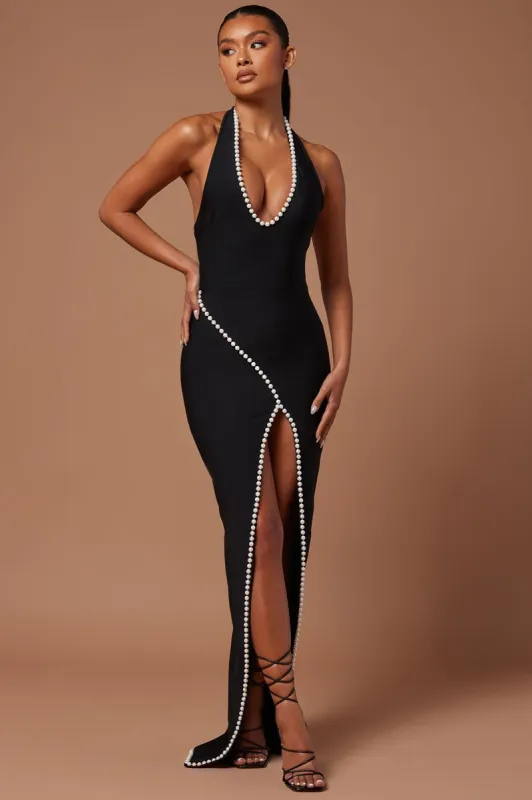 Ravenna Embellished Bandage Maxi Dress - Black | Parallel