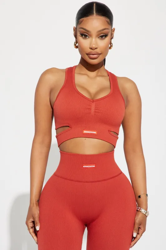 Roxane Ribbed Seamless Active Sports Bra - Rust sold by Fashion Nova
