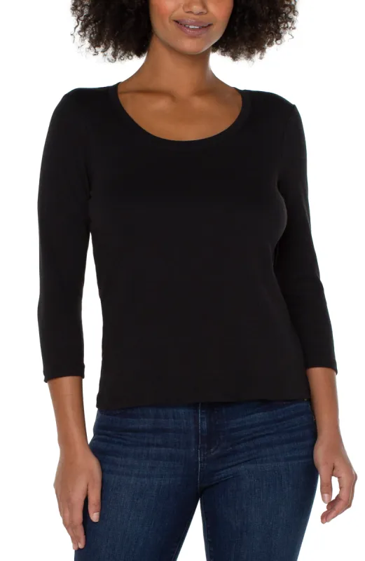 3/4 SLEEVE SCOOP NECK KNIT TEE sold by Liverpool Jeans Company