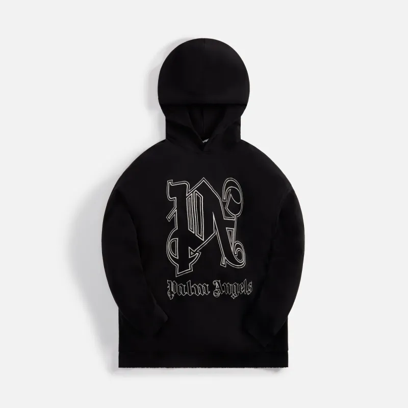 Palm Angels Monogram Statement Hoodie - Black / Off White sold by Kith