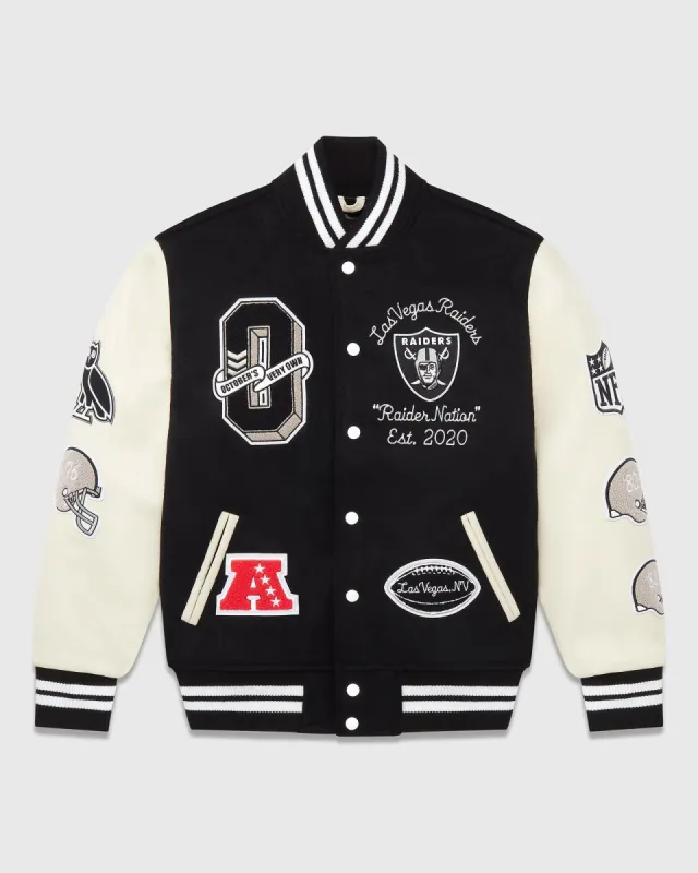 NFL LAS VEGAS RAIDERS VARSITY JACKET - BLACK sold by OVO
