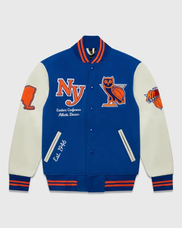 NBA NEW YORK KNICKS VARSITY JACKET - BLUE | Parallel