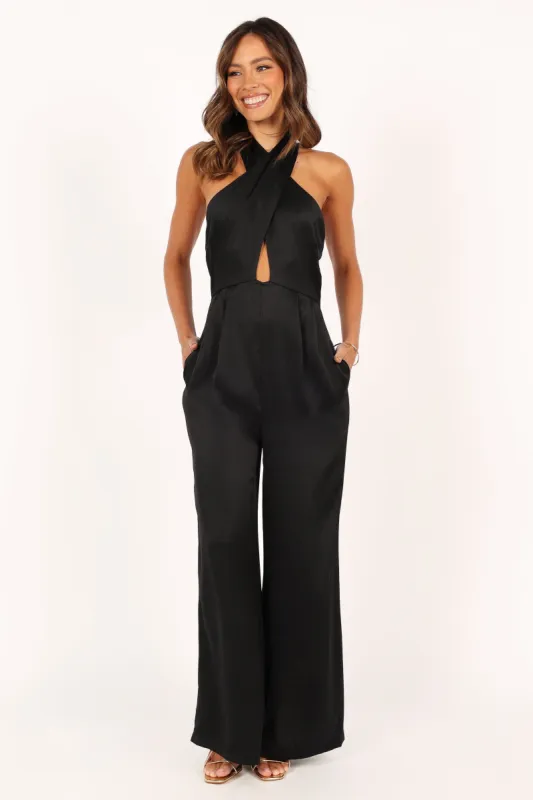 Dixie Halter Jumpsuit - Black sold by Petal & Pup