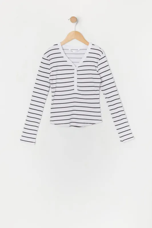 Haut Henley côtelé rayé à manches longues pour fille sold by Urban Planet