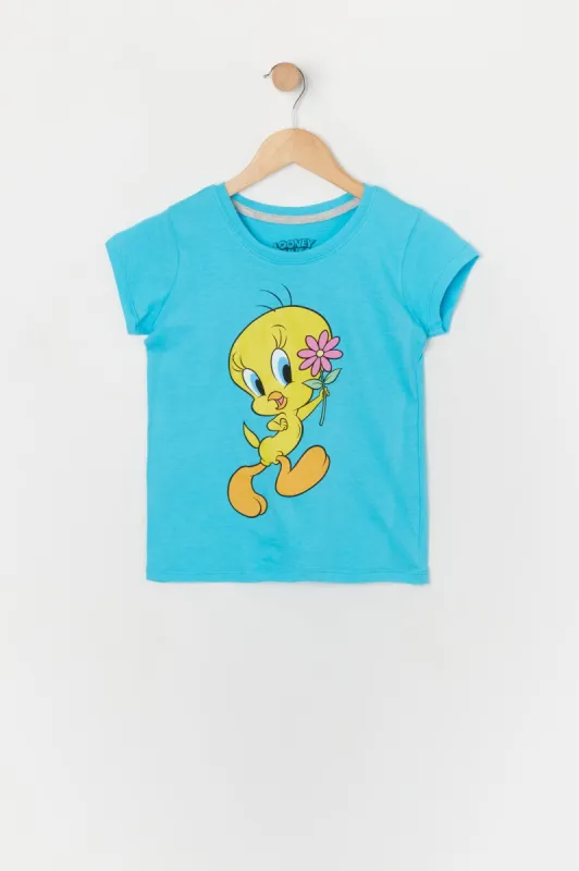 Girls Blue Tweety Bird Graphic T-Shirt sold by Urban Planet