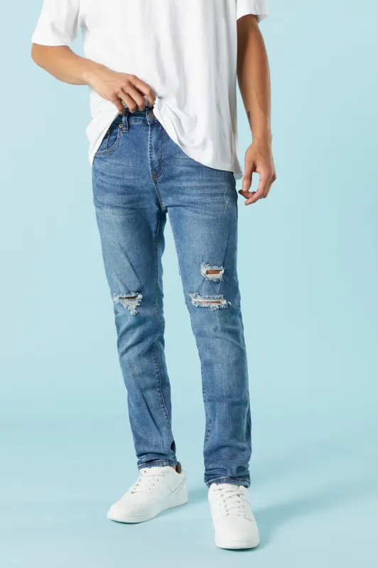Medium Wash Distressed Denim Skinny Jean sold by Urban Planet