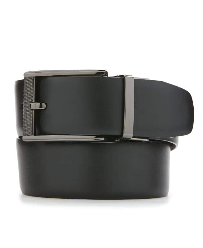Mesh Buckle Black Leather Belt sold by Perry Ellis