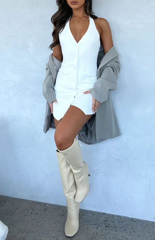 Wait For You Mini Dress White sold by White Fox Boutique