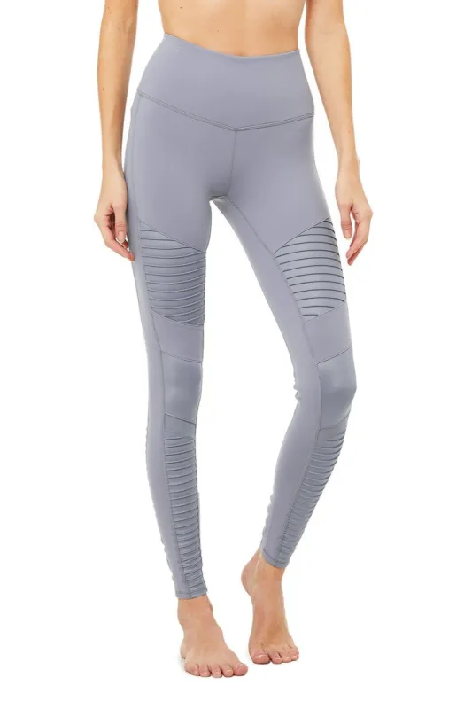 High-Waist Moto Legging - Blue Haze/Blue Haze Glossy sold by Alo Yoga