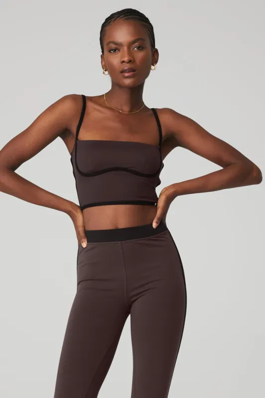 Airbrush Streamlined Bra Tank - Raisin/Black sold by Alo Yoga