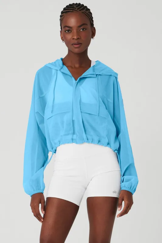Mesh Sheer Bliss Jacket - Azure Blue sold by Alo Yoga