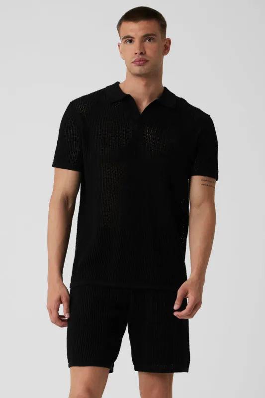 Open-Knit Polo - Black sold by Alo Yoga