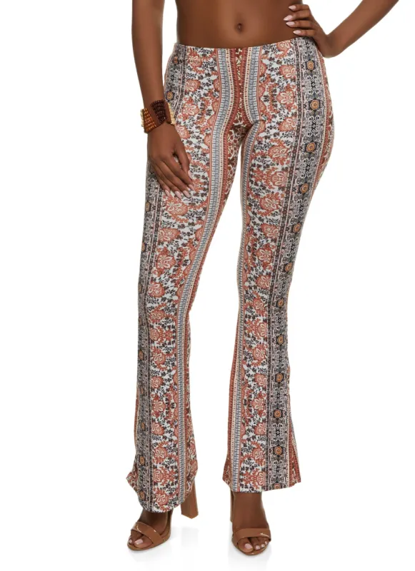 Boho Border Print Flare Pants sold by Rainbow