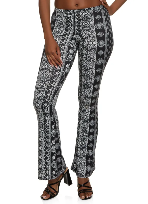 Boho Border Print Flare Pants sold by Rainbow