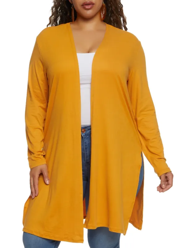 Plus Size Soft Knit Solid Duster sold by Rainbow