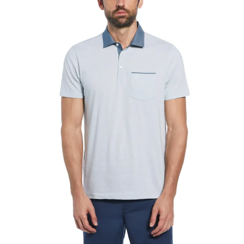 Stripe Chambray Collar Polo sold by Original Penguin