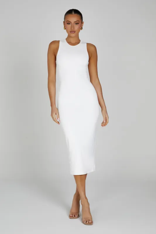 Jill Sleeveless Tank Midi Dress - White sold by Meshki