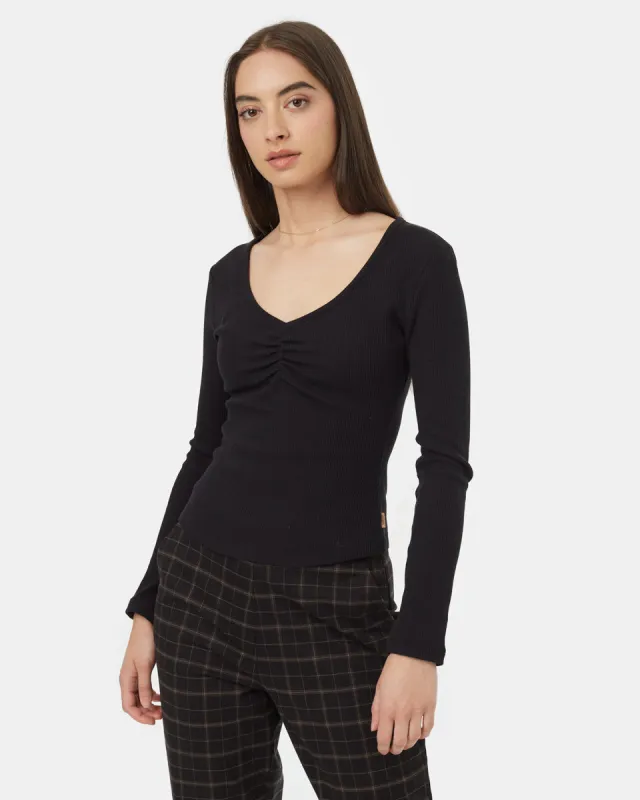 Treewaffle Ruched V-Neck Top sold by tentree
