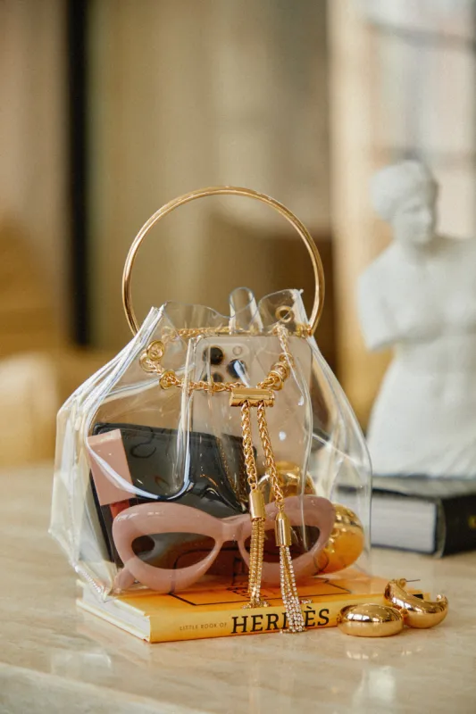 Concert Nights Clear Bucket Bag - Gold sold by Miss Lola