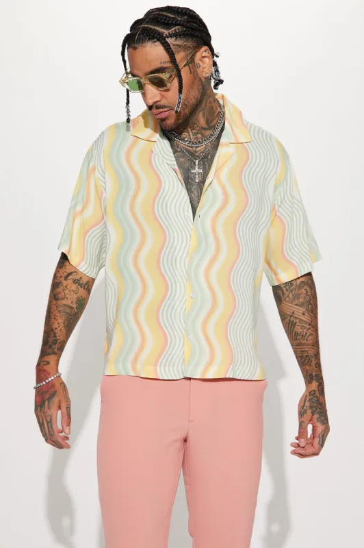 A Different Wave Short Sleeve Button Up - Multi Color sold by Fashion Nova