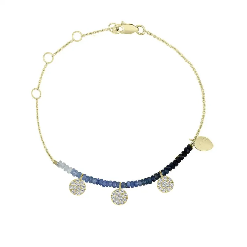 Blue Sapphire Diamond Disk Bracelet sold by Meira T