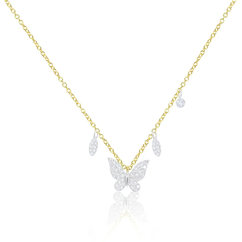 Yellow Gold Diamond Butterfly Necklace sold by Meira T