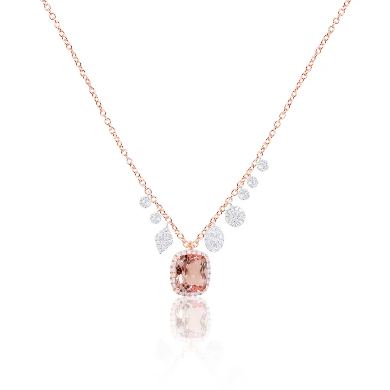 Rose Gold Morganite and Diamond Necklace sold by Meira T