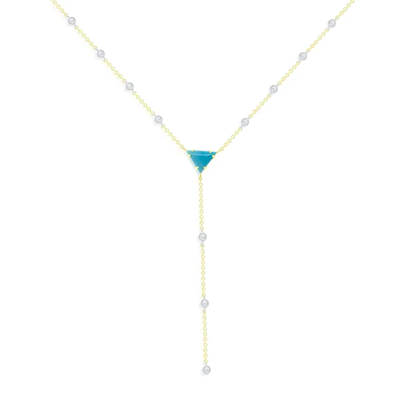 Yellow Gold Diamond and Turquoise Lariat sold by Meira T