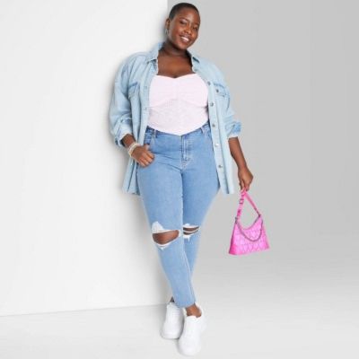 Women's Super-High Rise Distressed Skinny Jeans - Wild Fable™ Medium Wash sold by Target