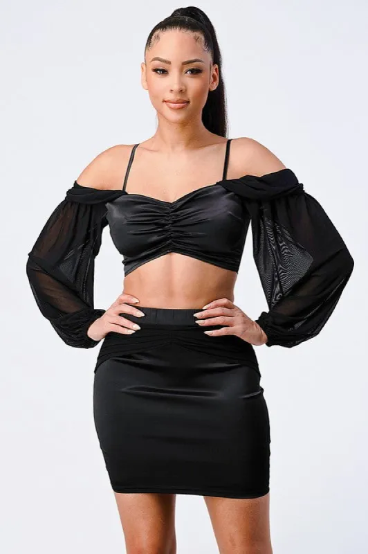 LUX MESH OFF SHOULDER SWEETHEART TOP & SKIRT SETS sold by privy