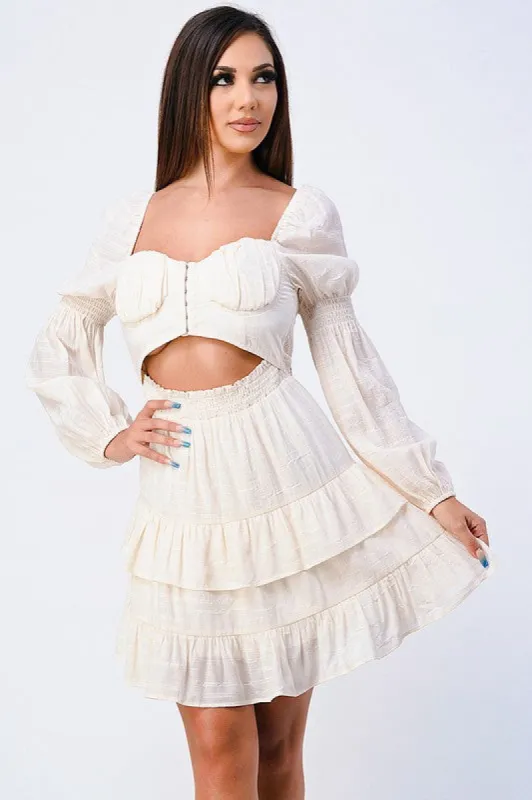 PD71191N-W / BOHO CHIC CUT-OUT SWEETHEART MINI DRESS sold by privy