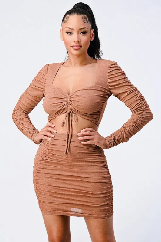 ULTRA RUCHED SWEETHEART CROPPED TOP AND SKIRT SET sold by privy
