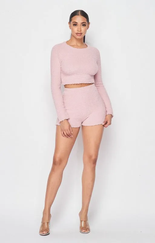 SUPER SOFT CROPPED LONG SLEEVE AND SHORTS SET sold by privy