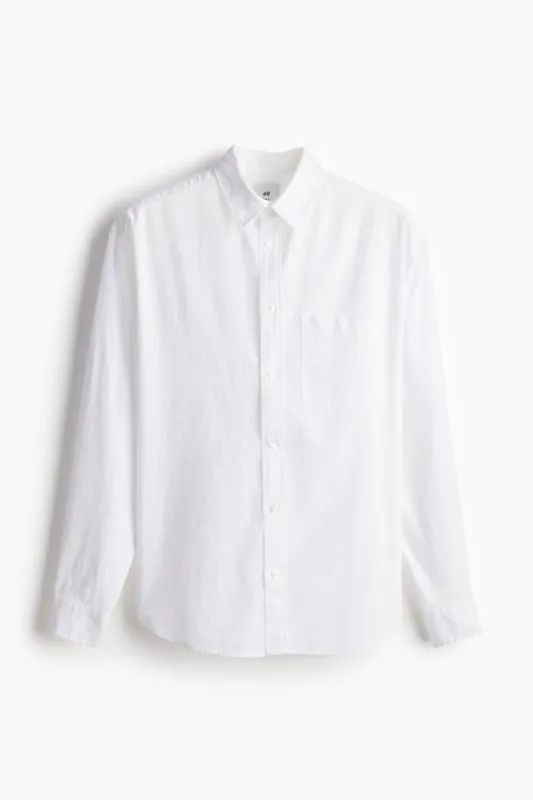 H&M - Relaxed Fit Linen-blend shirt - White sold by H&M