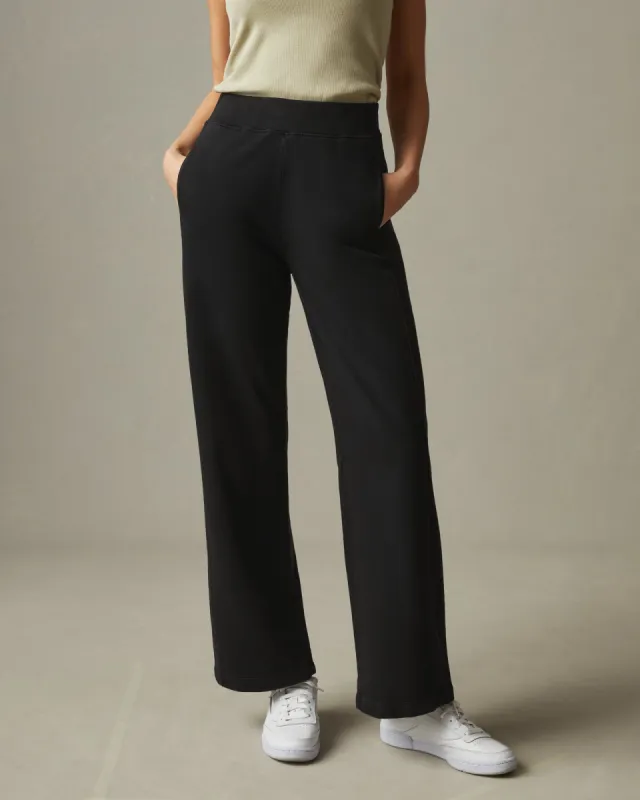 Women's French Terry Straight Sweatpant - Black sold by American Giant