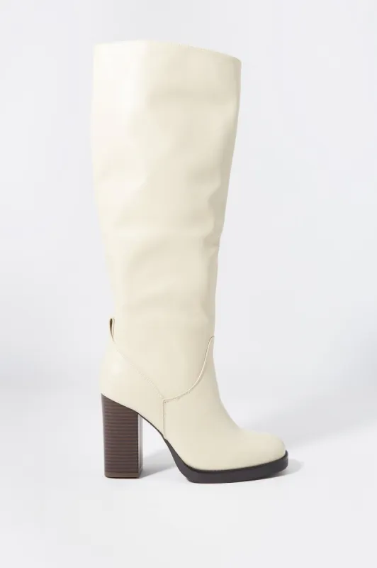 Faux Leather Knee High Heeled Boot sold by Charlotte Russe