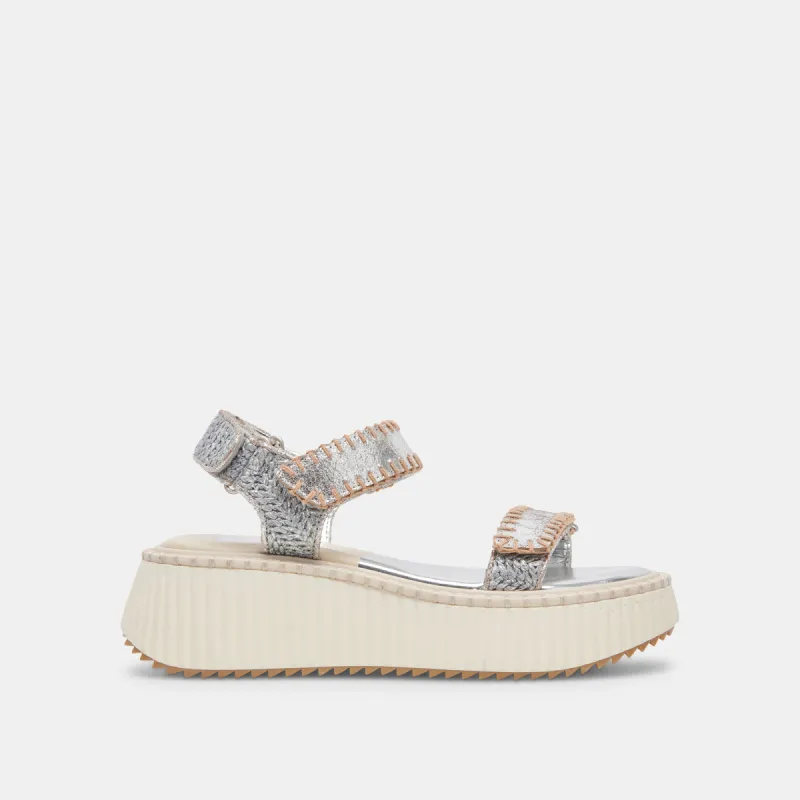 DEBRA SANDALS SILVER DISTRESSED LEATHER sold by Dolce Vita
