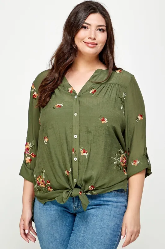 Figueroa & Flower Embroidered Floral Blouse - Plus sold by Dress Barn