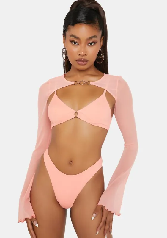 Peachy Charmer 3-Piece Bikini Set sold by Dolls Kill
