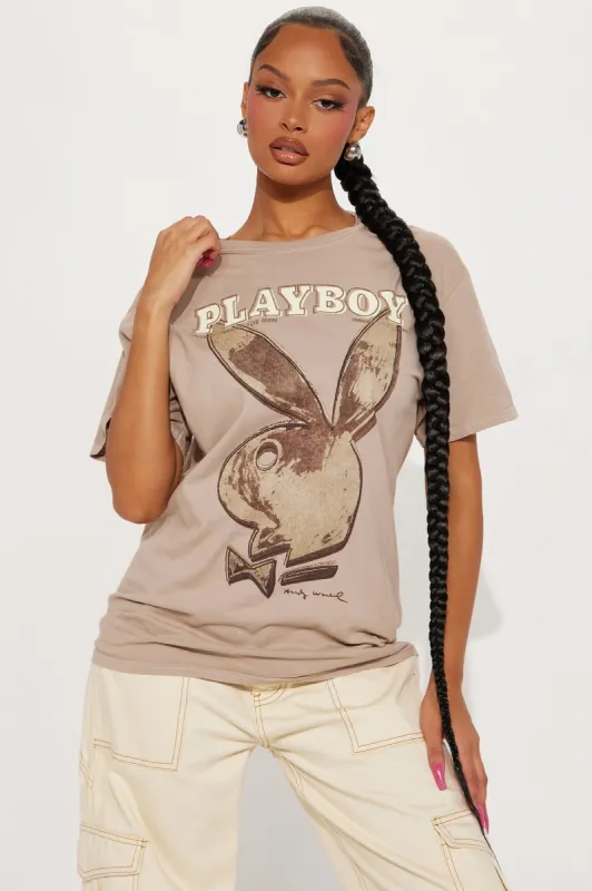 Playboy Bunny Graphic Tshirt - Taupe sold by Fashion Nova