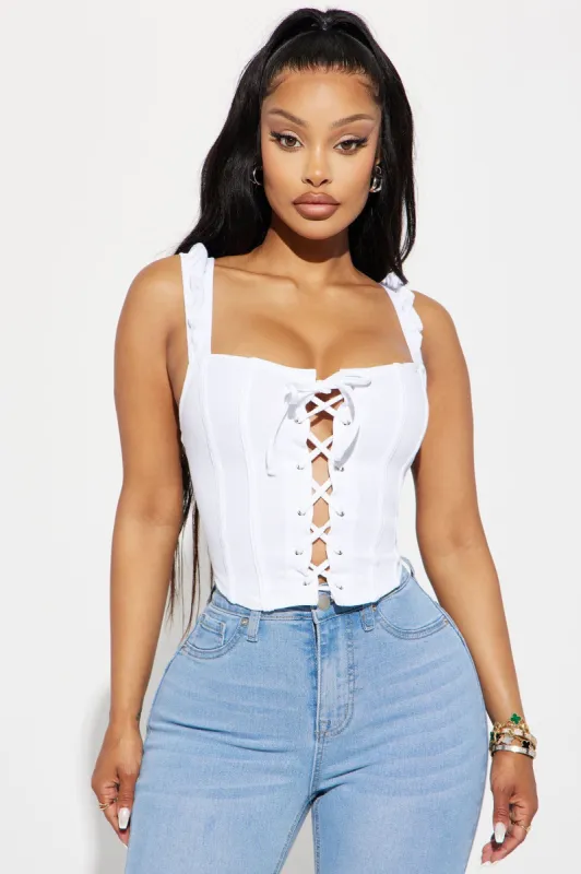 Pour Me Champagne Corset Top - White sold by Fashion Nova